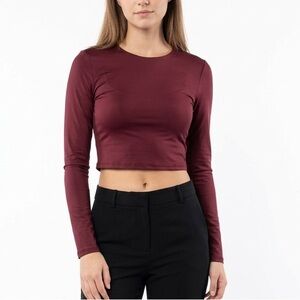 Pink Rose Women's Long Sleeve Top in Burgundy